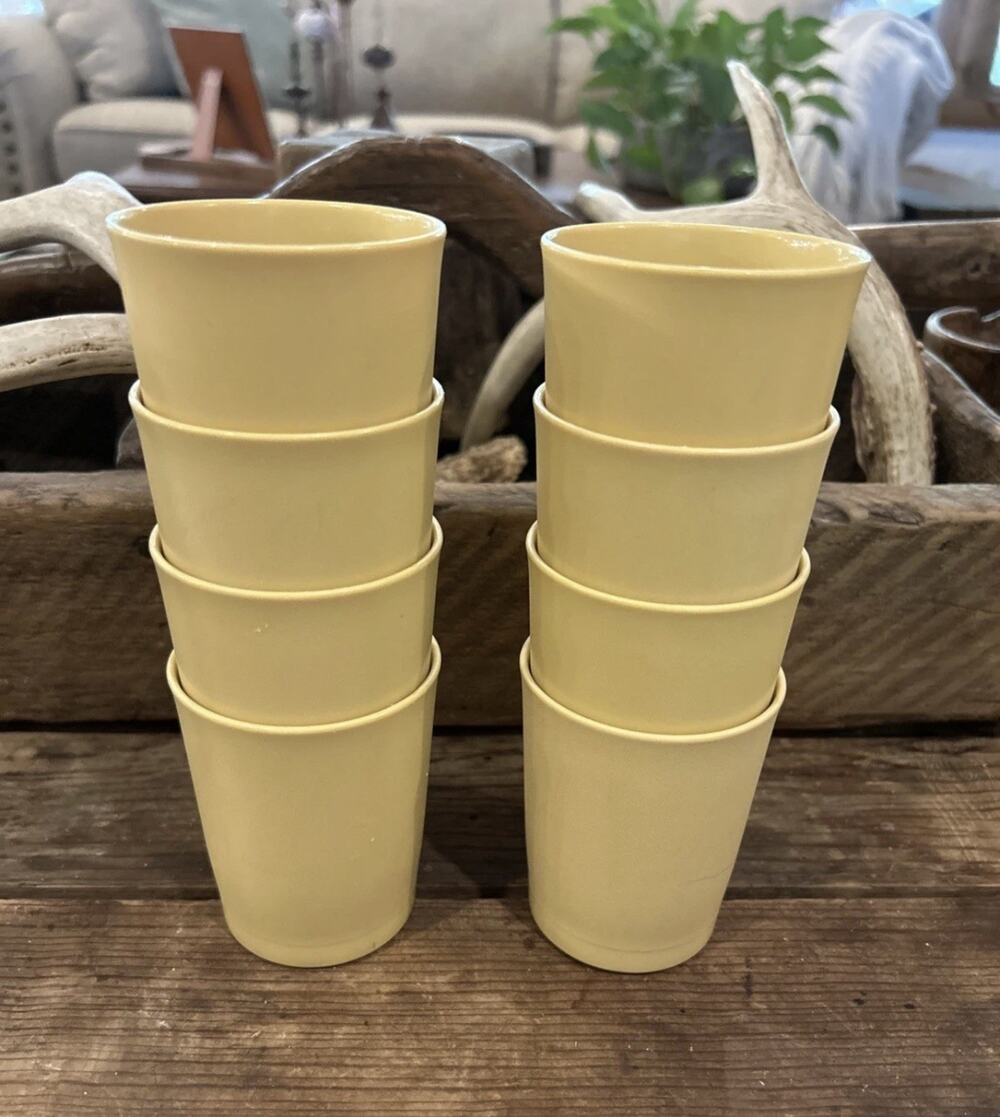 Set of 8 Vintage Tupperware 6 oz Gold Juice Tumblers Stackable Cups